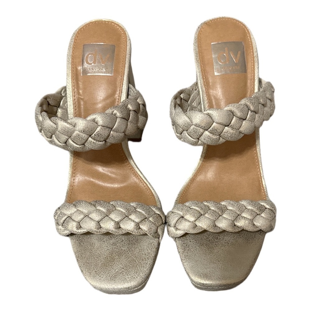 Dolce Vita Presley Heeled Metallic Braided Slide Sandals Size 9